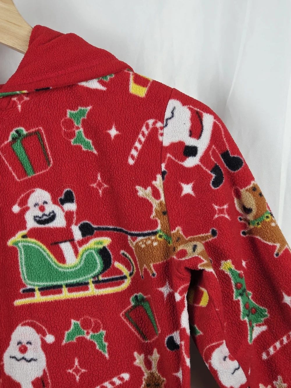 The Children's Place Red Christmas Santa & Reindeer Onesie Pajamas Large 10/12